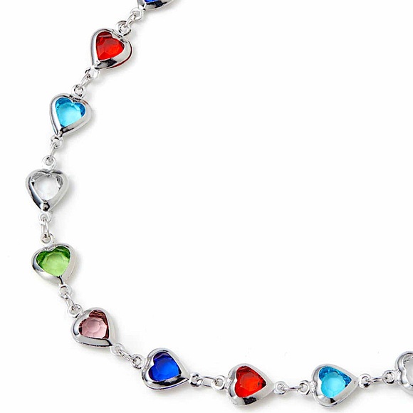 Heart Multicolor Zircon Sterling Silver Bracelet - Picture 8 of 8